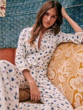 Combinaison roby roses bleues Sezane